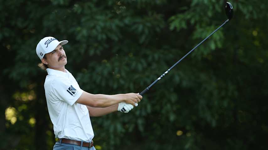 Carson Young of the United States plays his shot from the second tee during the second round of the John Deere Classic 2025 at TPC Deere Run on July 04, 2025 in Silvis, Illinois. (David Berding/Getty Images)