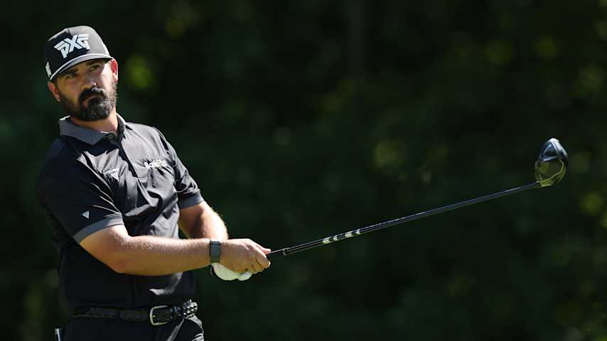 Chad Ramey of the United States plays his shot from the second tee during the first round of the John Deere Classic 2025 at TPC Deere Run on July 03, 2025 in Silvis, Illinois. (Andy Lyons/Getty Images)