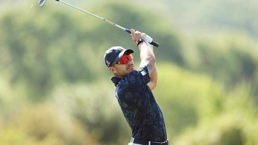 Ivan Cantero Gutierrez of Spain plays his second shot on the fifth hole on day two of the Italian Open 2025 at Argentario Golf & Wellness Resort on June 27, 2025 in Porto Ercole, Italy. (Luke Walker/Getty Images)