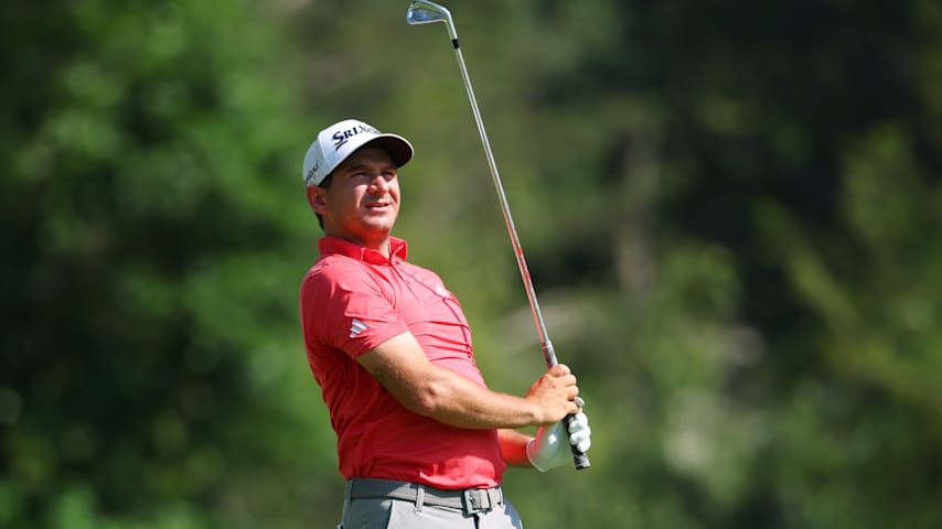Alejandro Tosti of Argentina plays his shot from the ninth tee during the first round of the Rocket Classic 2025 at Detroit Golf Club on June 26, 2025 in Detroit, Michigan. (Gregory Shamus/Getty Images)