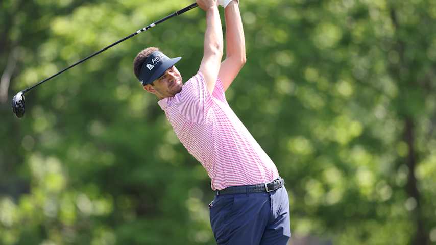 Beau Hossler of the United States plays his shot from the sixth tee during the first round of the Charles Schwab Challenge 2025 at Colonial Country Club on May 22, 2025 in Fort Worth, Texas. (Sam Hodde/Getty Images)