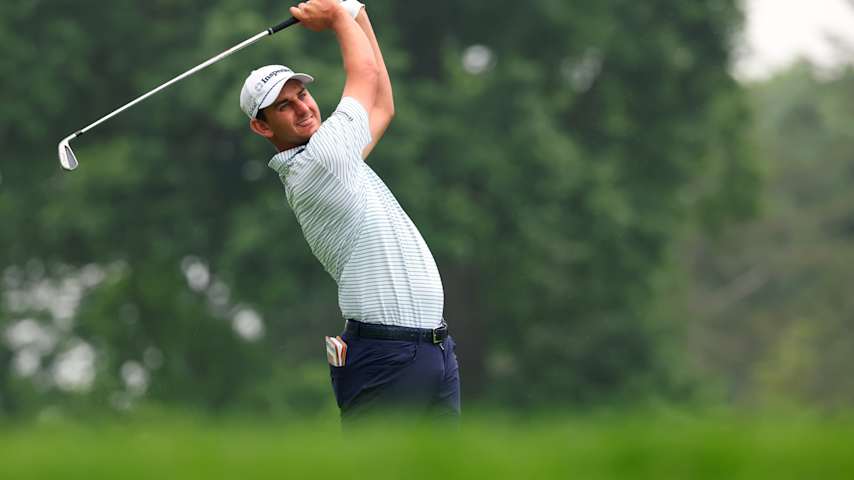 Mac Meissner of the United States plays his shot from the ninth tee during the second round of the Rocket Classic 2025 at Detroit Golf Club on June 27, 2025 in Detroit, Michigan. (Gregory Shamus/Getty Images)