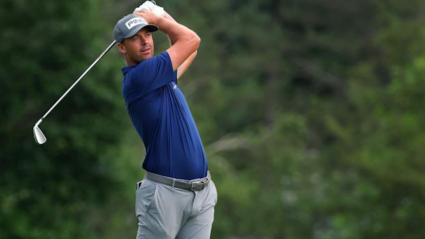 Victor Perez of France plays his shot from the ninth tee during the first round of the Rocket Classic 2025 at Detroit Golf Club on June 26, 2025 in Detroit, Michigan. (Gregory Shamus/Getty Images)