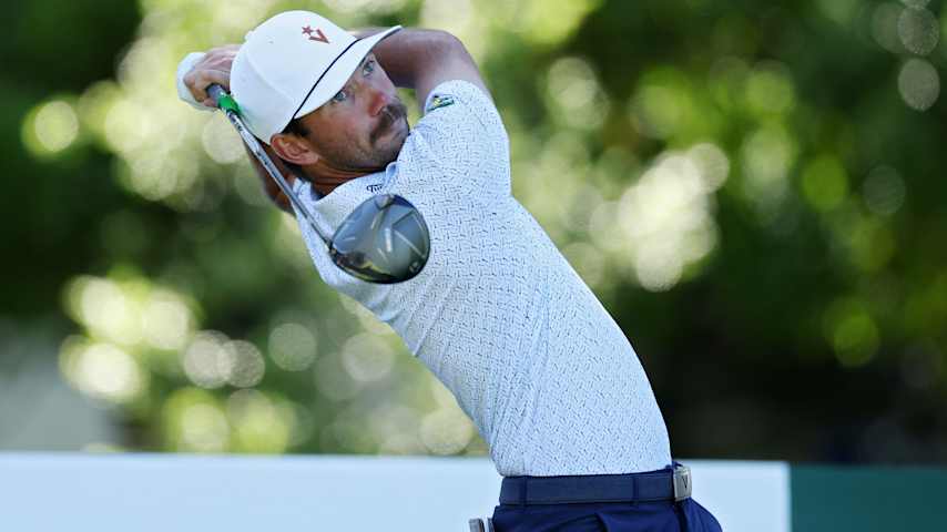 MCKINNEY, TEXAS - MAY 03: Chandler Phillips of the United States plays his shot from the sixth tee during the third round of THE CJ CUP Byron Nelson 2025 at TPC Craig Ranch on May 03, 2025 in McKinney, Texas. (Photo by Sam Hodde/Getty Images)