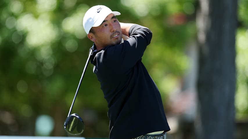 MCKINNEY, TEXAS - MAY 03: Doug Ghim of the United States plays his shot from the sixth tee during the third round of THE CJ CUP Byron Nelson 2025 at TPC Craig Ranch on May 03, 2025 in McKinney, Texas. (Photo by Sam Hodde/Getty Images)