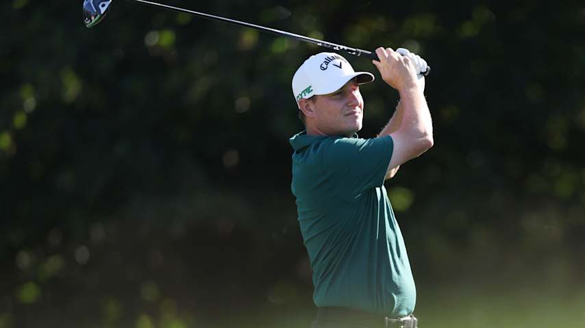 PUNTA CANA, DOMINICAN REPUBLIC - APRIL 17: Emiliano Grillo of Argentina plays his shot from the 13th tee during the first round of the Corales Puntacana Championship 2025 at Puntacana Resort & Club, Corales Golf Course on April 17, 2025 in Punta Cana, Dominican Republic. (Photo by Bryan M. Bennett/Getty Images)