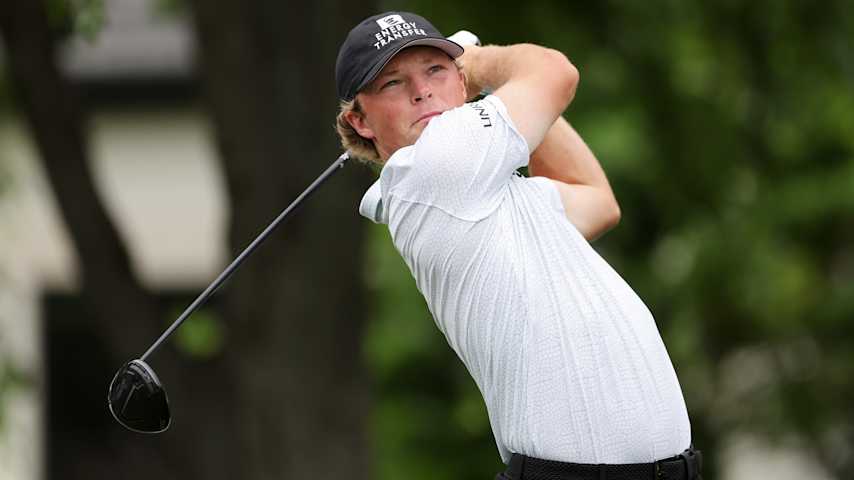 MCKINNEY, TEXAS - MAY 01: Frankie Capan III of the United States plays his shot from the sixth tee during the first round of THE CJ CUP Byron Nelson 2025 at TPC Craig Ranch on May 01, 2025 in McKinney, Texas. (Photo by Sam Hodde/Getty Images)