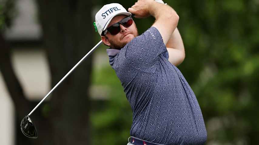 MCKINNEY, TEXAS - MAY 01: Harry Higgs of the United States plays his shot from the sixth tee during the first round of THE CJ CUP Byron Nelson 2025 at TPC Craig Ranch on May 01, 2025 in McKinney, Texas. (Photo by Sam Hodde/Getty Images)