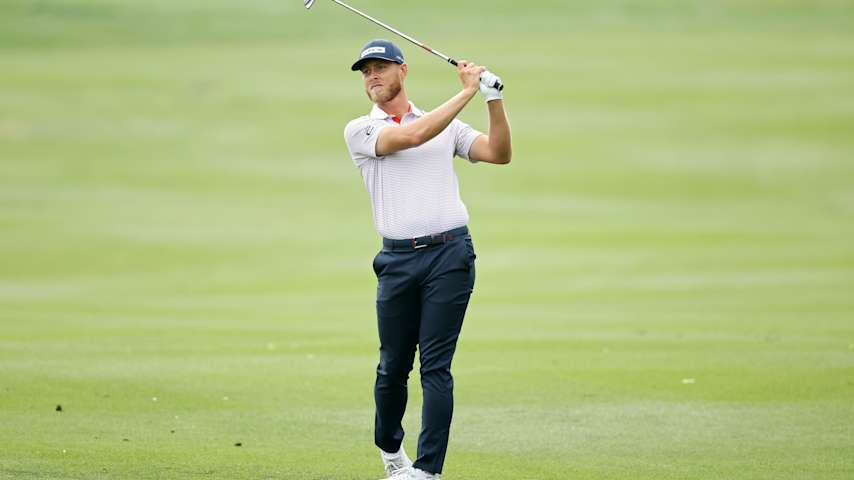 MCKINNEY, TEXAS - MAY 01: Jesper Svensson of Sweden plays his shot on the 11th hole during the first round of THE CJ CUP Byron Nelson 2025 at TPC Craig Ranch on May 01, 2025 in McKinney, Texas. (Photo by Stacy Revere/Getty Images)