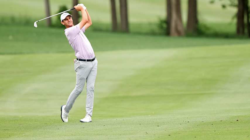 MCKINNEY, TEXAS - MAY 01: Mac Meissner of the United States plays his shot on the 13th hole during the first round of THE CJ CUP Byron Nelson 2025 at TPC Craig Ranch on May 01, 2025 in McKinney, Texas. (Photo by Stacy Revere/Getty Images)