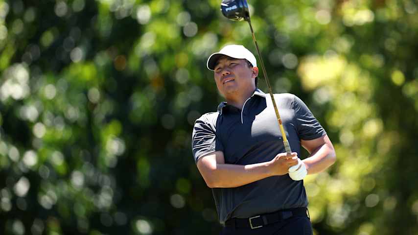 RIO GRANDE, PUERTO RICO - MARCH 09: Norman Xiong of the United States plays his shot from the sixth tee during the final round of the Puerto Rico Open 2025 at Grand Reserve Golf Club on March 09, 2025 in Rio Grande, Puerto Rico. (Photo by Emilee Chinn/Getty Images)