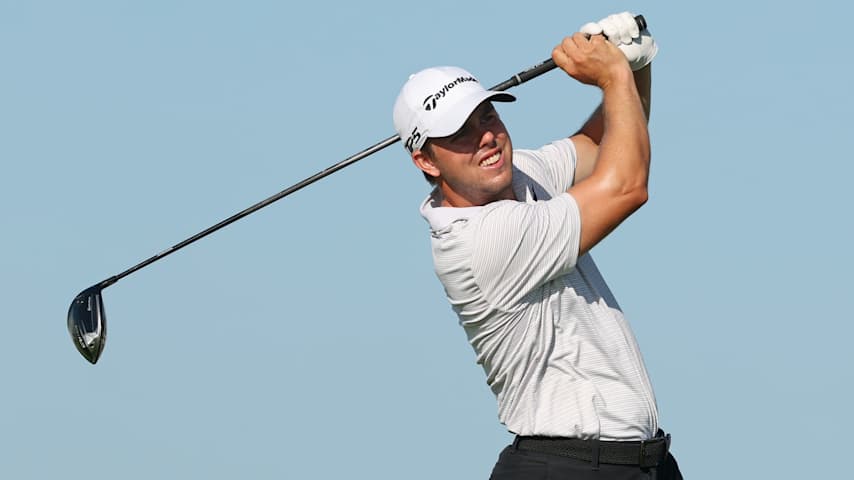 PUNTA CANA, DOMINICAN REPUBLIC - APRIL 17: Pierceson Coody of the United States plays his shot from the first tee during the first round of the Corales Puntacana Championship 2025 at Puntacana Resort & Club, Corales Golf Course on April 17, 2025 in Punta Cana, Dominican Republic. (Photo by Andy Lyons/Getty Images)