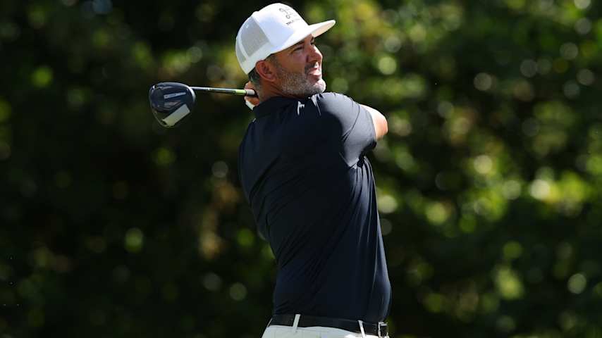 PUNTA CANA, DOMINICAN REPUBLIC - APRIL 18: Scott Piercy of the United States plays his shot from the 13th tee during the second round of the Corales Puntacana Championship 2025 at Puntacana Resort & Club, Corales Golf Course on April 18, 2025 in Punta Cana, Dominican Republic. (Photo by Andy Lyons/Getty Images)