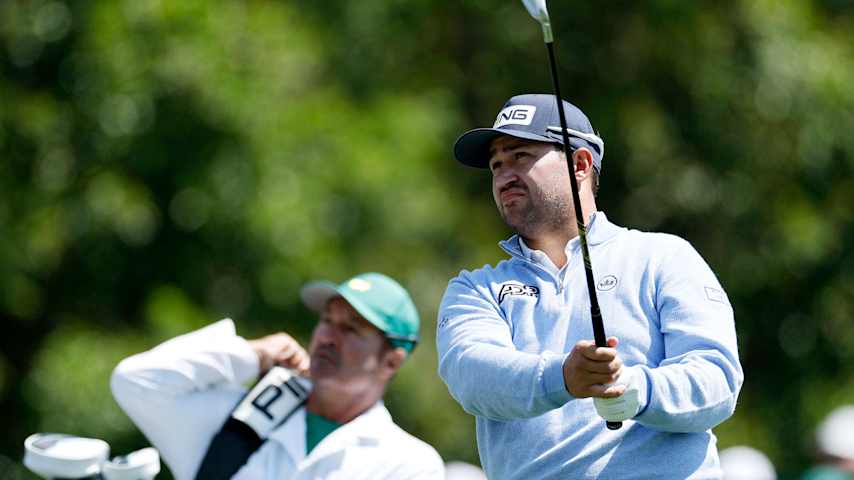 AUGUSTA, GEORGIA - APRIL 10: Thriston Lawrence of South Africa plays his shot from the fourth tee during the first round of the 2025 Masters Tournament at Augusta National Golf Club on April 10, 2025 in Augusta, Georgia. (Photo by Harry How/Getty Images)