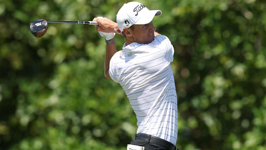 PUNTA CANA, DOMINICAN REPUBLIC - APRIL 17: Tim Widing of Sweden plays his shot from the 13th tee during the first round of the Corales Puntacana Championship 2025 at Puntacana Resort & Club, Corales Golf Course on April 17, 2025 in Punta Cana, Dominican Republic. (Photo by Andy Lyons/Getty Images)