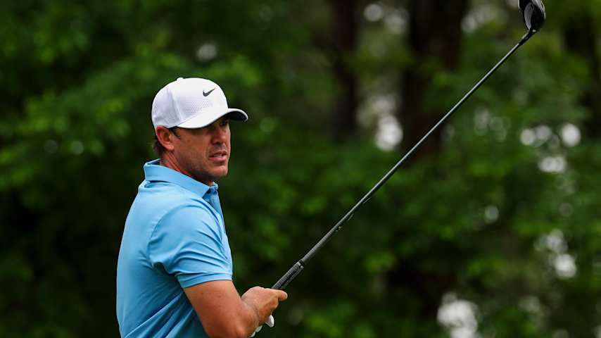 Brooks Koepka of the United States plays a shot from the 5th tee box prior to the PGA Championship at Quail Hollow Country Club on May 12, 2025 in Charlotte, North Carolina. (Kevin C. Cox/Getty Images)
