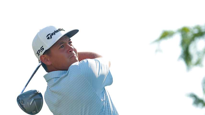 Karl Vilips of Australia plays his shot from the 13th tee on day four of the Zurich Classic of New Orleans on April 27, 2025 in Avondale, Louisiana. (Jonathan Bachman/Getty Images)