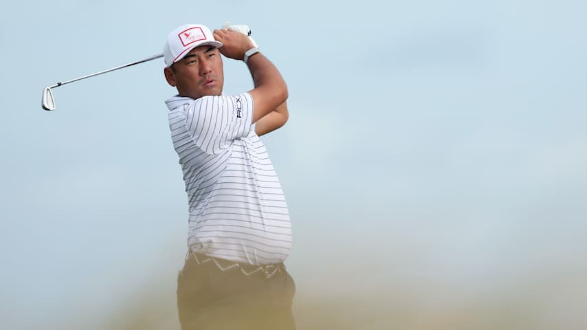 Chan Kim of the United States plays his shot from the 10th tee during the second round of the Butterfield Bermuda Championship 2025 at Port Royal Golf Course on November 14, 2025 in Southampton, Bermuda. (Mike Mulholland/Getty Images)