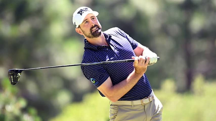 Cristobal del Solar of Chile plays his shot from the 11th tee during the first round of the Barracuda Championship 2025 at Tahoe Mountain Club on July 17, 2025 in Truckee, California. (Eakin Howard/Getty Images)