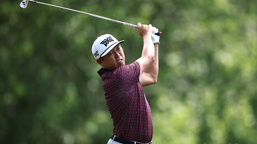 David Lipsky of the United States plays his shot from the seventh tee during the first round of the Wyndham Championship 2025 at Sedgefield Country Club on July 31, 2025 in Greensboro, North Carolina. (Jared C. Tilton/Getty Images)