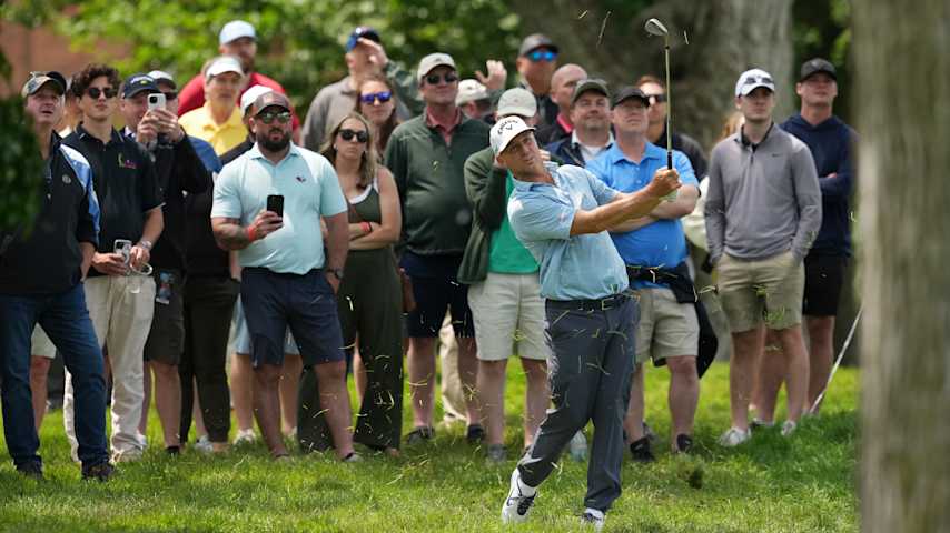 Alex Noren of Sweden plays a shot on the 13th hole during the third round of the Memorial Tournament presented by Workday 2025 at Muirfield Village Golf Club on May 31, 2025 in Dublin, Ohio. (Dylan Buell/Getty Images)