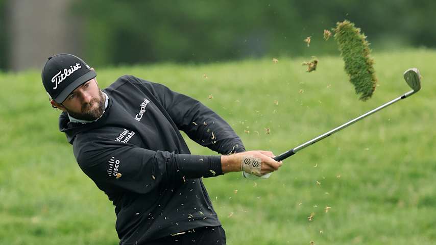 Cameron Young of the United States plays a shot on the 13th hole during the second round of the Memorial Tournament presented by Workday 2025 at Muirfield Village Golf Club on May 30, 2025 in Dublin, Ohio. (Michael Reaves/Getty Images)