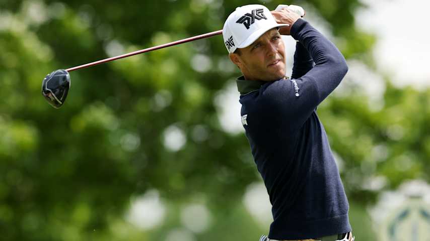 Eric Cole of the United States plays a shot from the fifth tee during the third round of the Memorial Tournament presented by Workday 2025 at Muirfield Village Golf Club on May 31, 2025 in Dublin, Ohio. (Andy Lyons/Getty Images)
