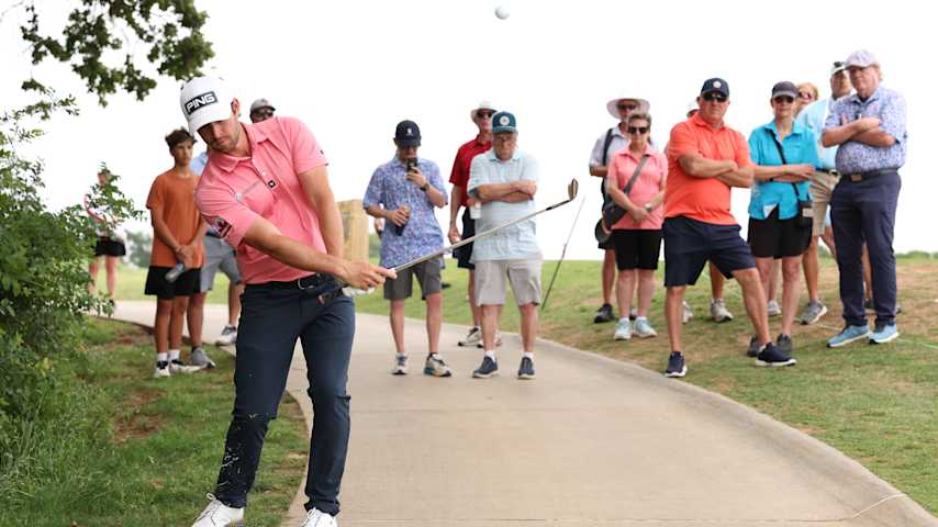 Harrison Endycott of Australia plays a shot on the 15th hole during the final round of the Veritex Bank Championship 2025 at Texas Rangers Golf Club on April 27, 2025 in Arlington, Texas. (Sam Hodde/Getty Images)