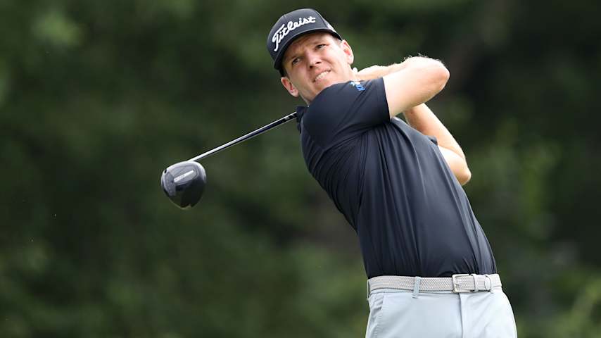 Jeremy Paul of Germany plays his shot from the 12th tee during the first round of the Charles Schwab Challenge 2025 at Colonial Country Club on May 22, 2025 in Fort Worth, Texas. (Raj Mehta/Getty Images)