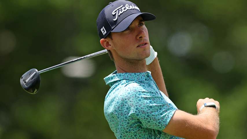 Matthew Riedel of the United States plays his shot from the second tee during the second round of the ONEflight Myrtle Beach Classic 2025 at Dunes Golf & Beach Club on May 09, 2025 in Myrtle Beach, South Carolina. (Andy Lyons/Getty Images)