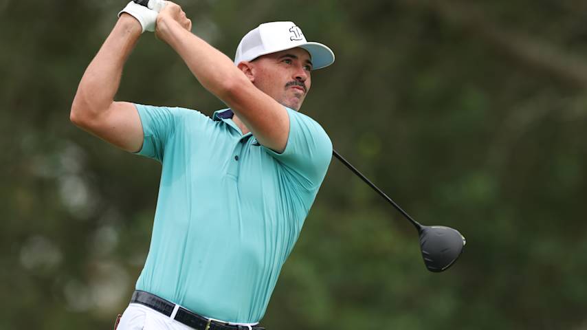 Paul Peterson of the United States plays his shot from the 11th tee during the first round of the ONEflight Myrtle Beach Classic 2025 at Dunes Golf & Beach Club on May 08, 2025 in Myrtle Beach, South Carolina. (Andy Lyons/Getty Images)