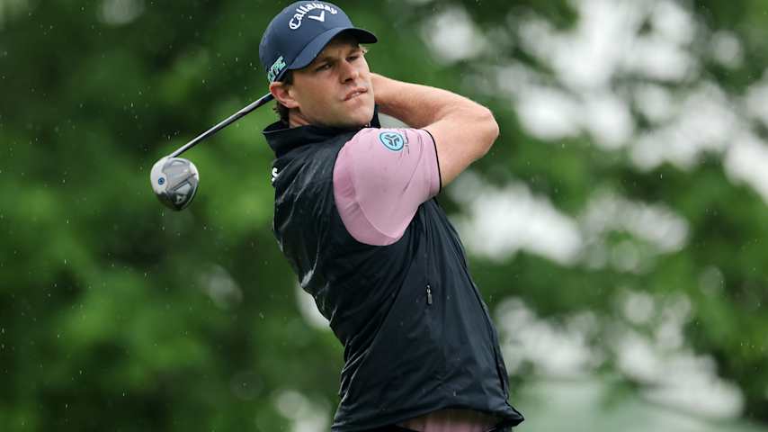 Thomas Detry of Belgium plays a shot from the fifth tee during the second round of the Memorial Tournament presented by Workday 2025 at Muirfield Village Golf Club on May 30, 2025 in Dublin, Ohio. (Michael Reaves/Getty Images)