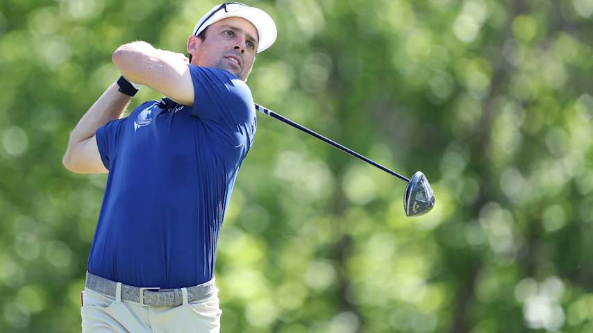 Will Chandler of the United States plays his shot from the sixth tee during the second round of the Charles Schwab Challenge 2025 at Colonial Country Club on May 23, 2025 in Fort Worth, Texas. (Raj Mehta/Getty Images)