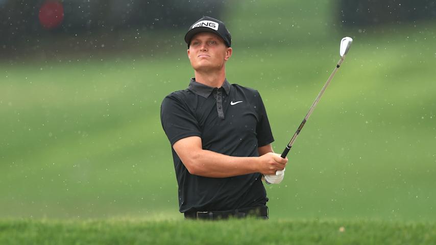 William Mouw of the United States plays a shot on the third hole during the final round of the ONEflight Myrtle Beach Classic 2025 at Dunes Golf & Beach Club on May 11, 2025 in Myrtle Beach, South Carolina. (Andy Lyons/Getty Images)