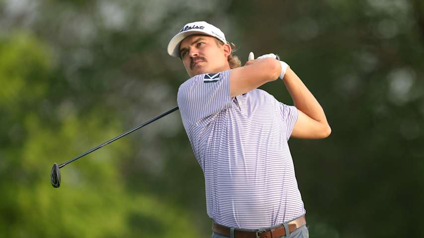 Carson Young of the United States plays his shot from the tenth tee during the first round of the 3M Open 2025 at TPC Twin Cities on July 24, 2025 in Blaine, Minnesota. (David Berding/Getty Images)