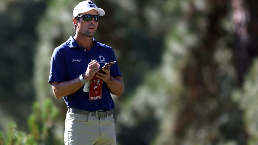 Will Chandler of the United States plays his shot from the fifth tee during the first round of the Procore Championship 2025 at Silverado Resort and Spa on September 11, 2025 in Napa, California. (Mike Mulholland/Getty Images)