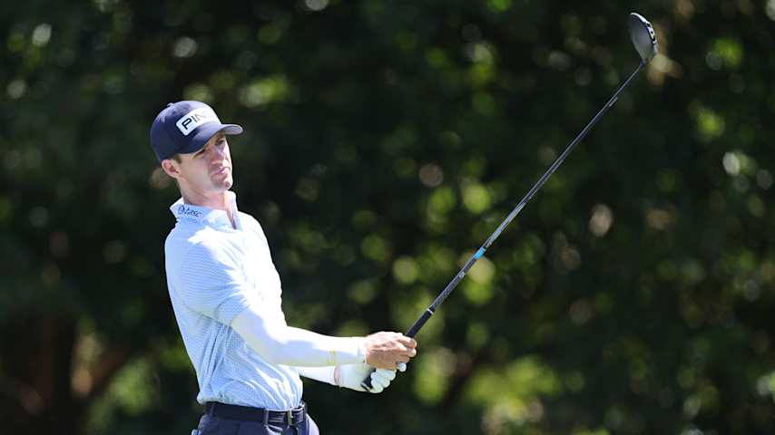 PUNTA CANA, DOMINICAN REPUBLIC - APRIL 17: Alex Smalley of the United States plays his shot from the 13th tee during the first round of the Corales Puntacana Championship 2025 at Puntacana Resort & Club, Corales Golf Course on April 17, 2025 in Punta Cana, Dominican Republic. (Photo by Bryan M. Bennett/Getty Images)