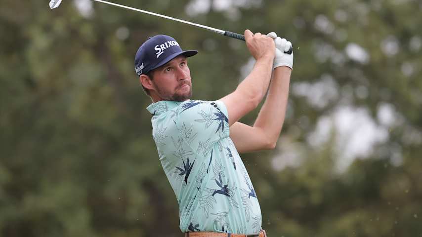 JACKSON, MISSISSIPPI - OCTOBER 06: Brandon Matthews of the United States plays his shot from the fourth tee during the second round of the Sanderson Farms Championship at The Country Club of Jackson on October 06, 2023 in Jackson, Mississippi. (Photo by Jonathan Bachman/Getty Images)