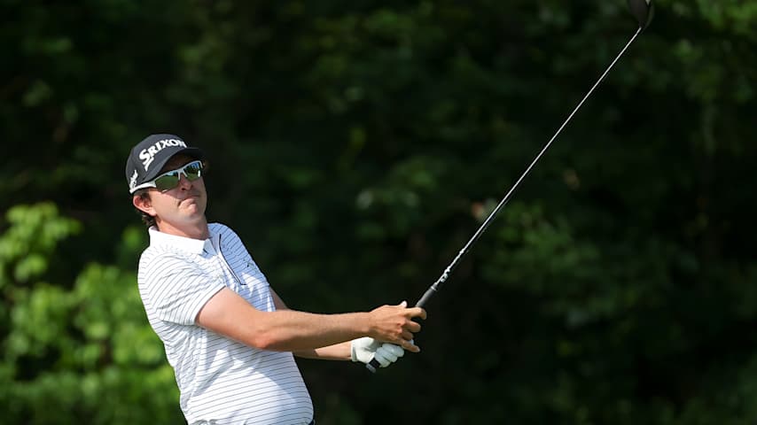 AVONDALE, LOUISIANA - APRIL 25: Nico Echavarria of Colombia plays his shot from the fifth tee on day two of the Zurich Classic of New Orleans on April 25, 2025 in Avondale, Louisiana. (Photo by Jonathan Bachman/Getty Images)