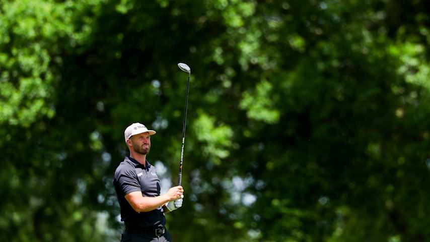 Wyndham Clark of the United States follows a shot on the tenth hole during the final round of the PGA Championship at Quail Hollow Country Club on May 18, 2025 in Charlotte, North Carolina. (Kevin C. Cox/Getty Images)