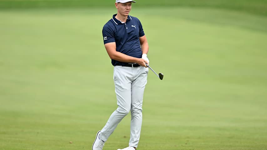 Matti Schmid of Germany plays a shot on the eighth hole during the second round of the RBC Canadian Open 2025 at TPC Toronto at Osprey Valley on June 06, 2025 in Caledon, Ontario. (Minas Panagiotakis/Getty Images)