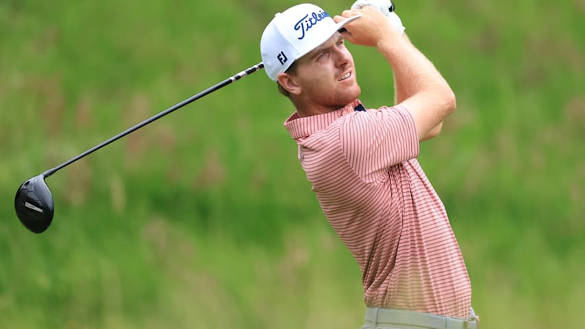 Ryan Gerard of the United States tees off on the 7th hole during the third round of the 125th U.S. OPEN at Oakmont Country Club on June 14, 2025 in Oakmont, Pennsylvania. (David Cannon/Getty Images)