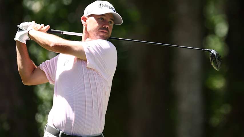 HILTON HEAD ISLAND, SOUTH CAROLINA - APRIL 20: Brian Harman of the United States plays his shot from the sixth tee during the final round of the RBC Heritage 2025 at Harbour Town Golf Links on April 20, 2025 in Hilton Head Island, South Carolina. (Photo by Andrew Redington/Getty Images)