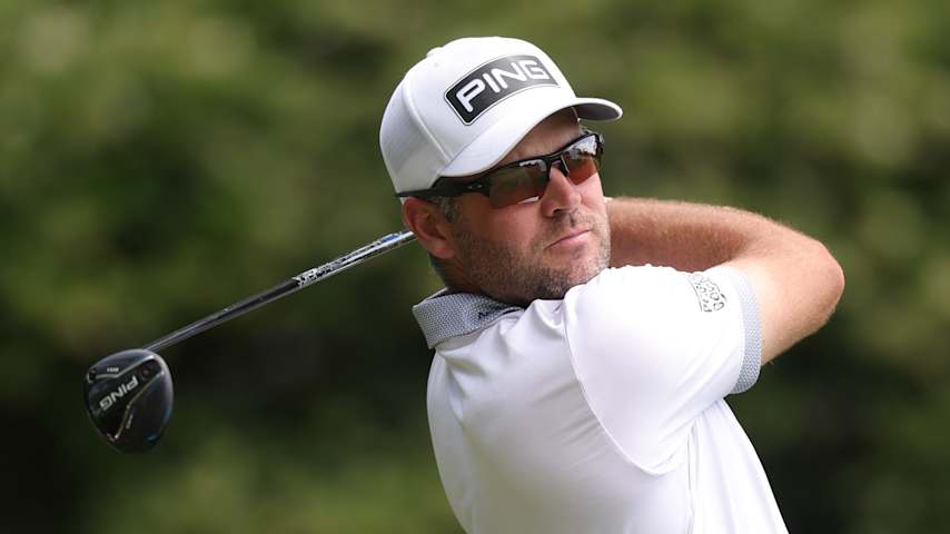 HILTON HEAD ISLAND, SOUTH CAROLINA - APRIL 18: Corey Conners of Canada plays a shot on the 18th hole during the second round of the RBC Heritage 2025 at Harbour Town Golf Links on April 18, 2025 in Hilton Head Island, South Carolina. (Photo by Jared C. Tilton/Getty Images)