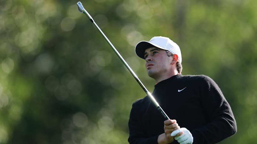 AUGUSTA, GEORGIA - APRIL 10: Davis Thompson of the United States plays his shot from the fourth tee during the first round of the 2025 Masters Tournament at Augusta National Golf Club on April 10, 2025 in Augusta, Georgia. (Photo by Harry How/Getty Images)