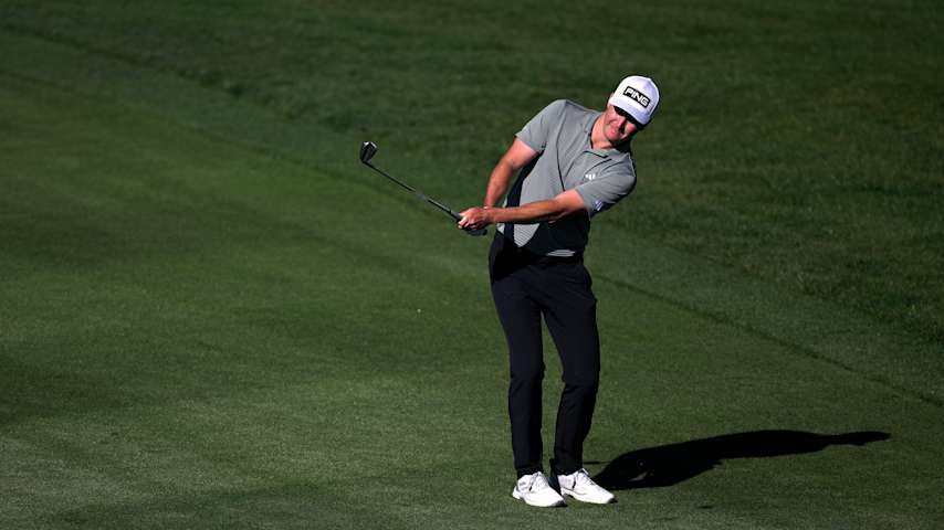 MCKINNEY, TEXAS - MAY 03: Denny McCarthy of the United States plays a shot on the 12th hole during the continuation of the second round of THE CJ CUP Byron Nelson 2025 at TPC Craig Ranch on May 03, 2025 in McKinney, Texas. (Photo by Orlando Ramirez/for the CJ Cup)