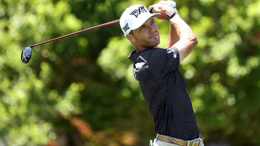 MCKINNEY, TEXAS - MAY 04:  Eric Cole of the United States plays his shot from the sixth tee during the final round of THE CJ CUP Byron Nelson 2025 at TPC Craig Ranch on May 04, 2025 in McKinney, Texas. (Photo by Stacy Revere/Getty Images)