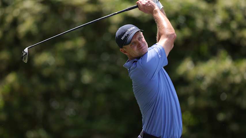 HILTON HEAD ISLAND, SOUTH CAROLINA - APRIL 20: Justin Rose of England plays his shot from the sixth tee during the final round of the RBC Heritage 2025 at Harbour Town Golf Links on April 20, 2025 in Hilton Head Island, South Carolina. (Photo by Andrew Redington/Getty Images)