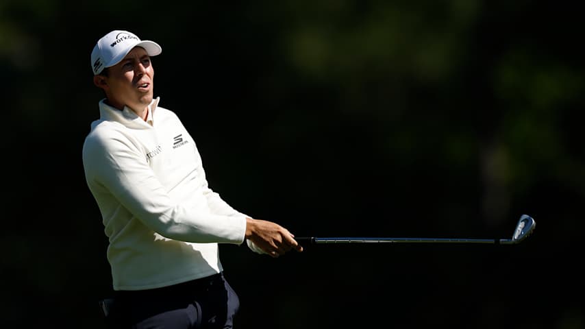 AUGUSTA, GEORGIA - APRIL 11: Matt Fitzpatrick of England plays his second shot on the fifth hole during the second round of the 2025 Masters Tournament at Augusta National Golf Club on April 11, 2025 in Augusta, Georgia. (Photo by Harry How/Getty Images)