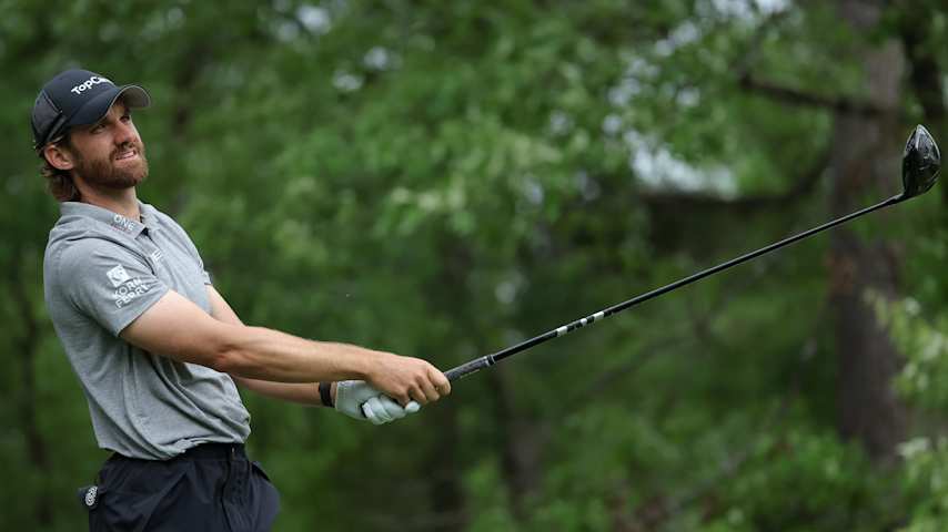 HOUSTON, TEXAS - MARCH 27: Patrick Rodgers of the United States hits his tee shot on the sixth hole during the first round of the Texas Children's Houston Open 2025 at Memorial Park Golf Course on March 27, 2025 in Houston, Texas. (Photo by Jonathan Bachman/Getty Images)